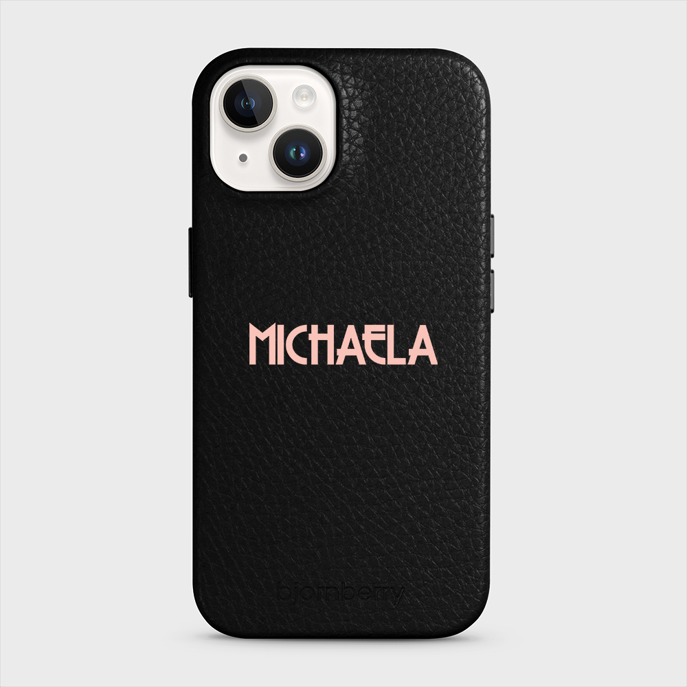 iPhone 14 Personalised Leather Case - Art Deco Name - 26