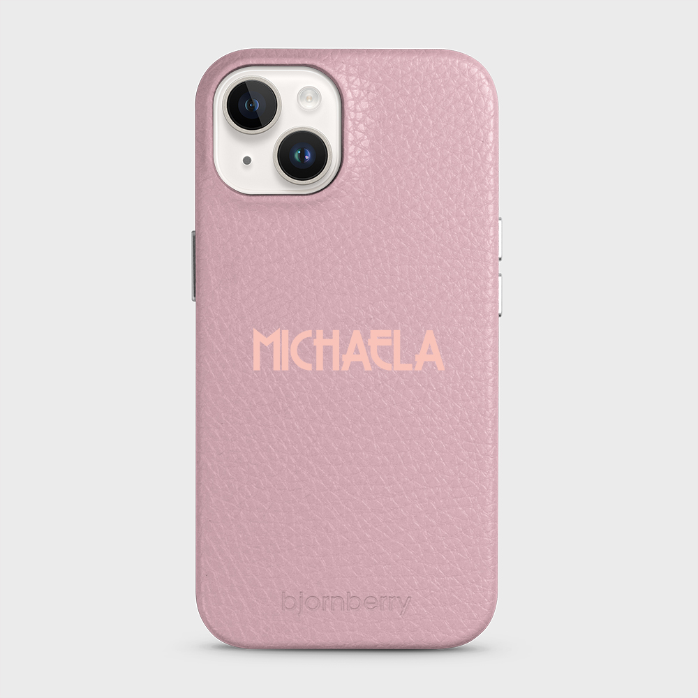 iPhone 14 Personalised Leather Case - Art Deco Name - 19