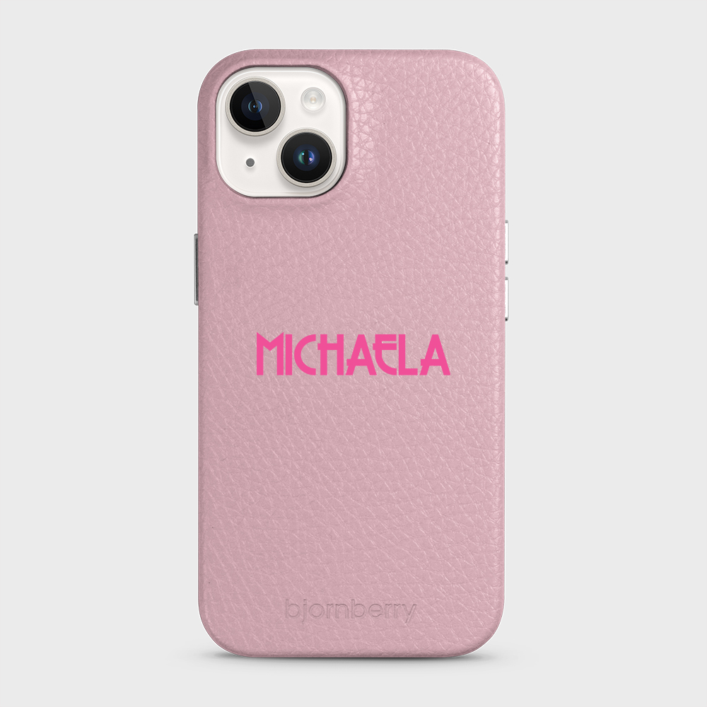 iPhone 14 Personalised Leather Case - Art Deco Name - 17