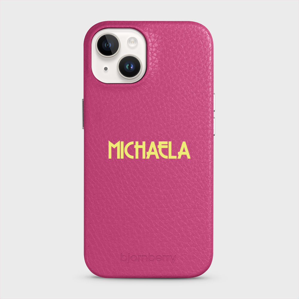 iPhone 14 Personalised Leather Case - Art Deco Name - 2