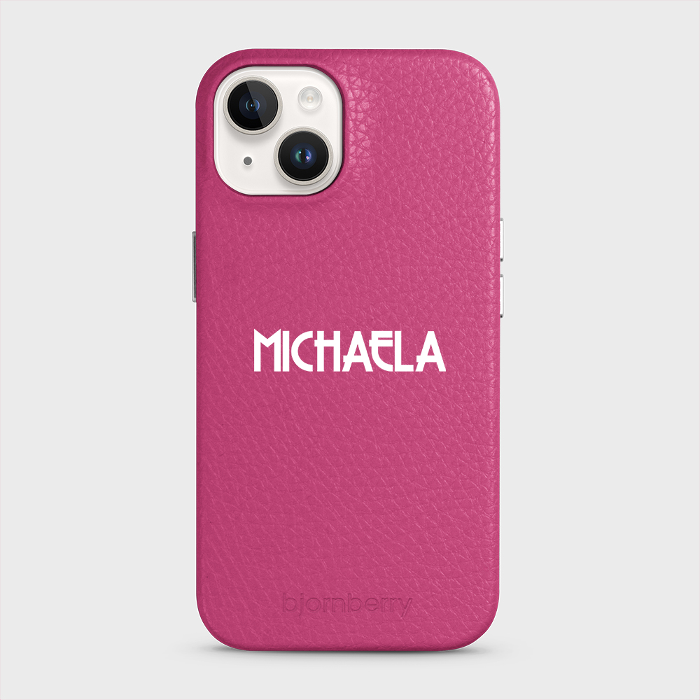 iPhone 14 Personalised Leather Case - Art Deco Name - 7