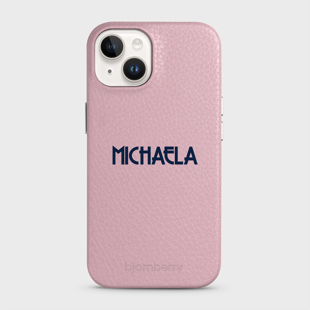 iPhone 14 Personalised Leather Case - Art Deco Name - 15