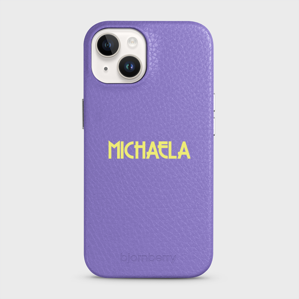 iPhone 14 Personalised Leather Case - Art Deco Name - 9