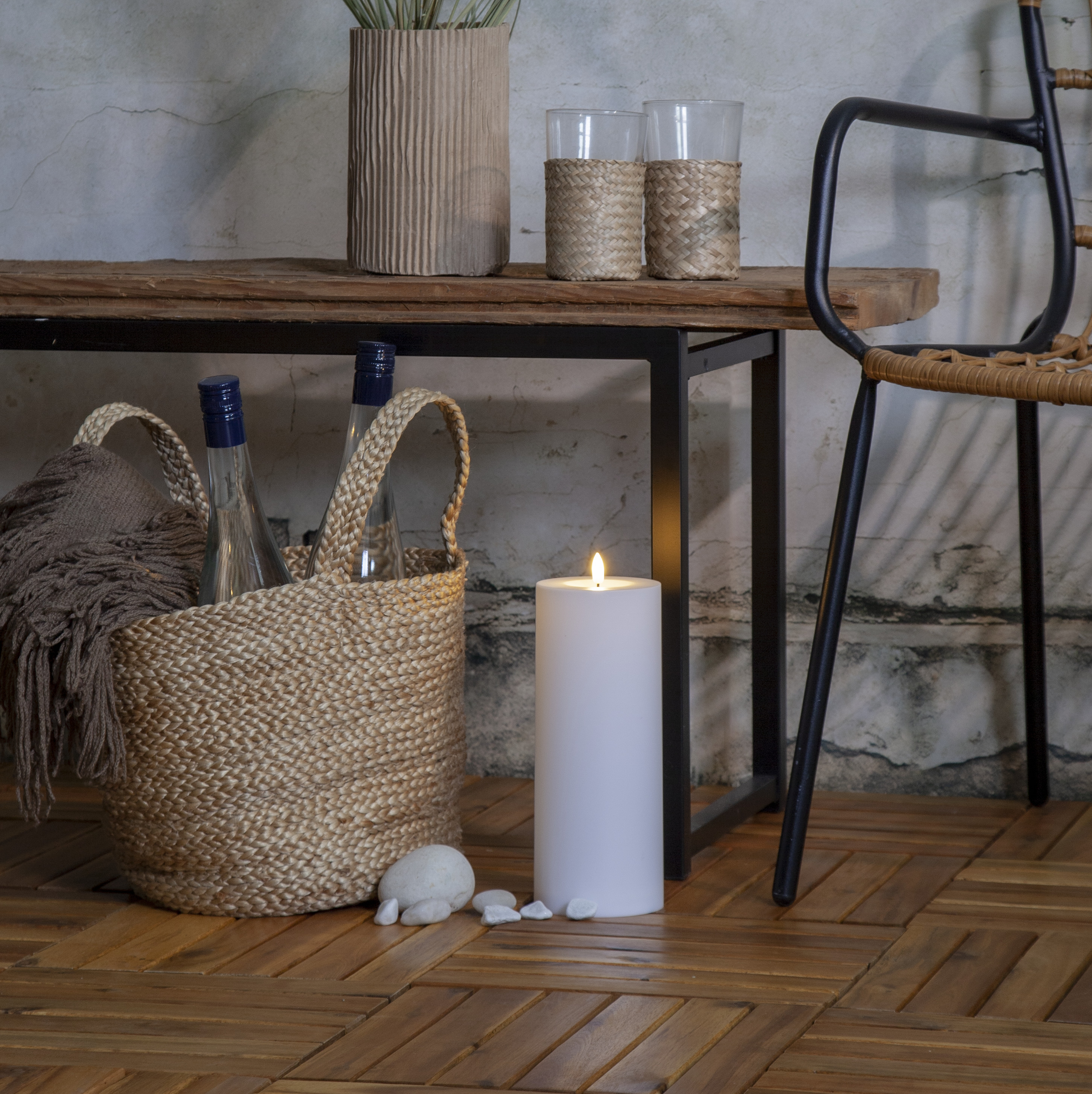 Blockljus LED vit 27,5 cm. Batteriljus för utomhus och inomhusbruk med timer - 7