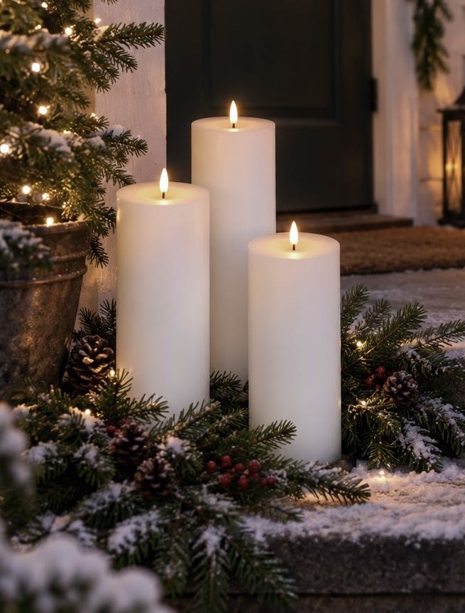 Blockljus LED vit 27,5 cm. Batteriljus för utomhus och inomhusbruk med timer