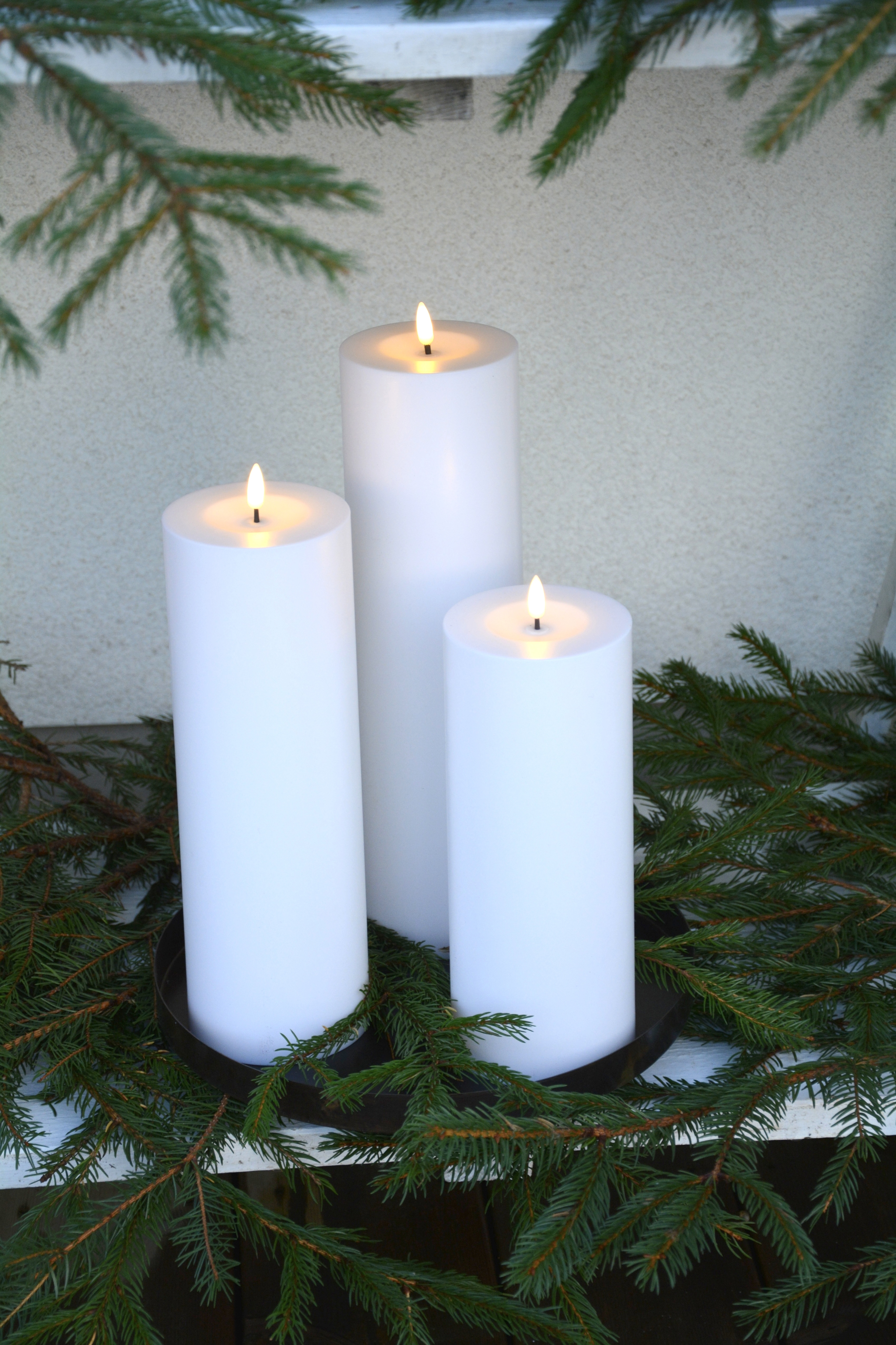 Blockljus LED vit 27,5 cm. Batteriljus för utomhus och inomhusbruk med timer