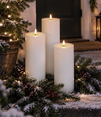Blockljus LED vit 32,5 cm. Batteriljus för utomhus och inomhusbruk med timer