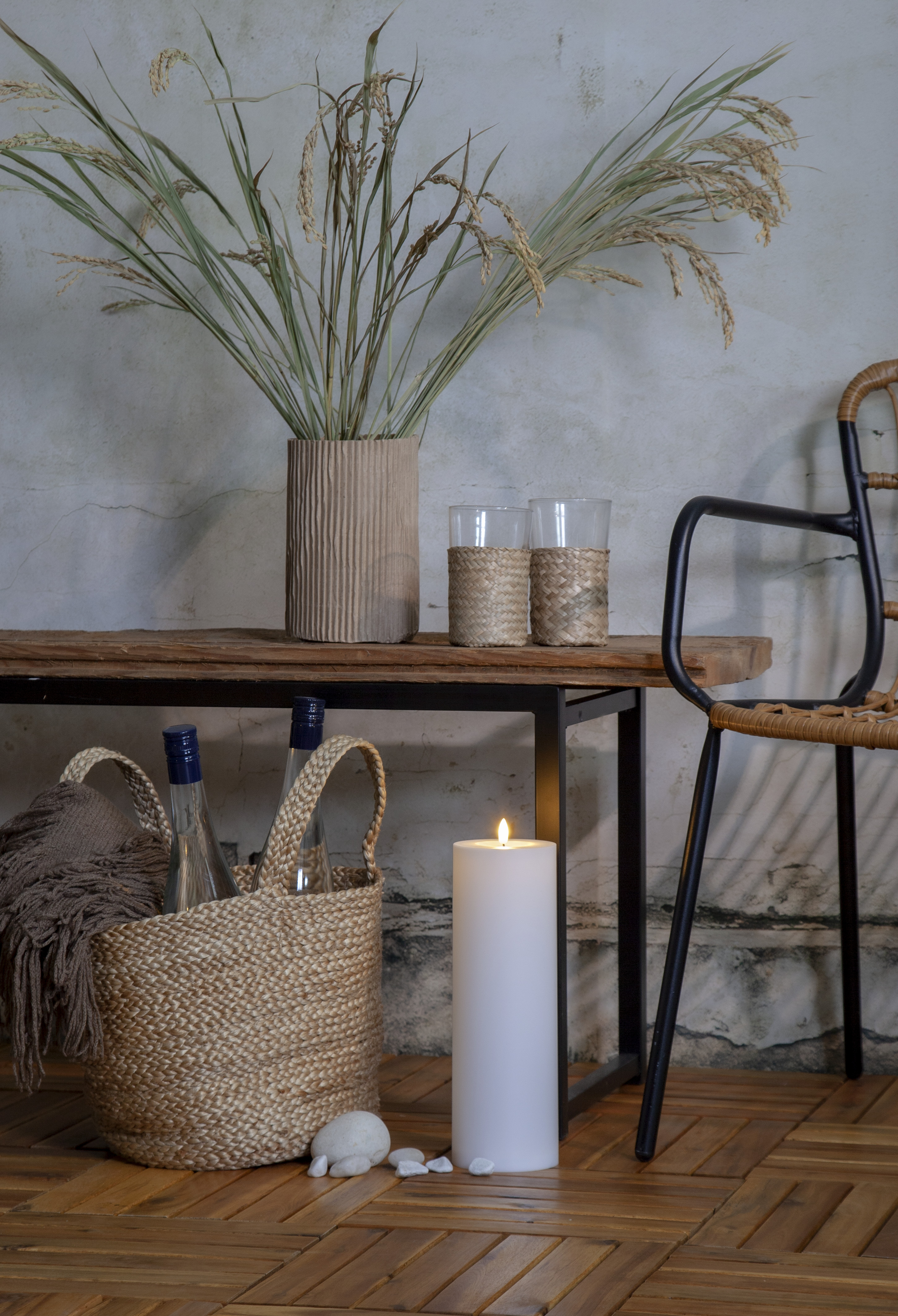 Blockljus LED vit 32,5 cm. Batteriljus för utomhus och inomhusbruk med timer - 5