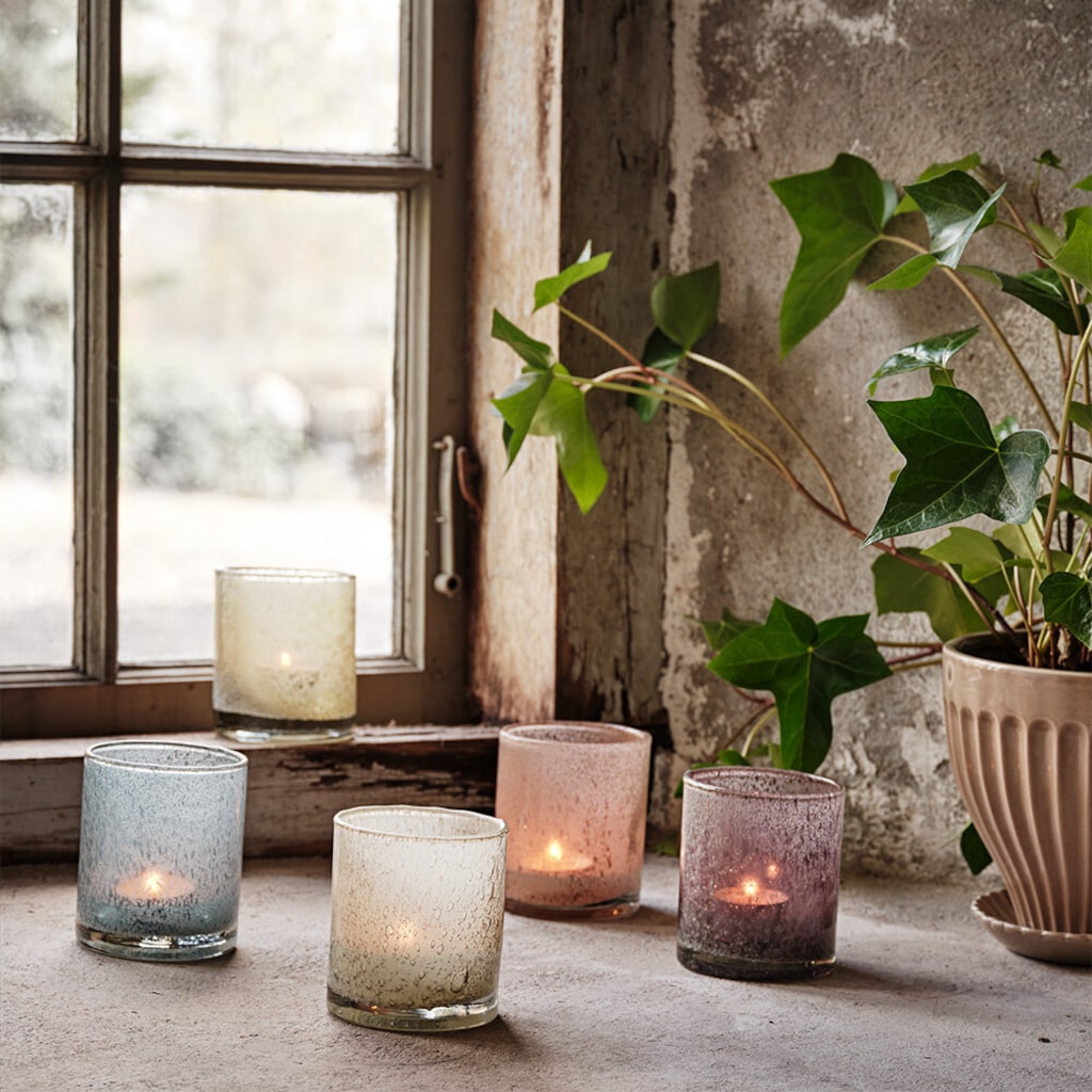 Candle lantern Elvira Ash pink