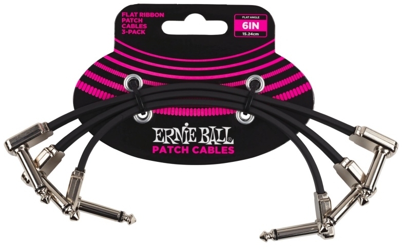 Ernie Ball 6221 15cm Svart Flat Patchkabel - 3-pack