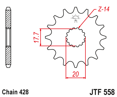 JT Framdrev 558 14Kugg YZ85 2002-2023 - 2