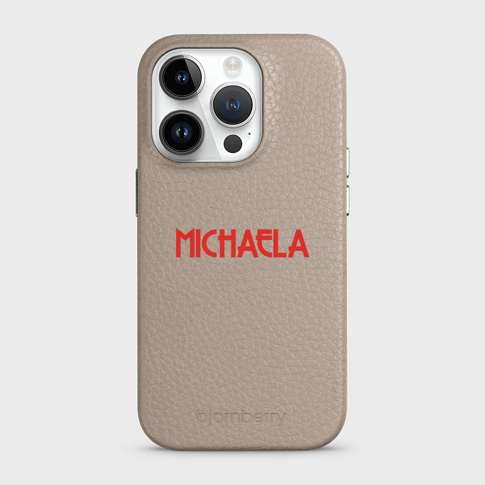 iPhone 14 Pro Personalised Leather Case - Art Deco Name - 32