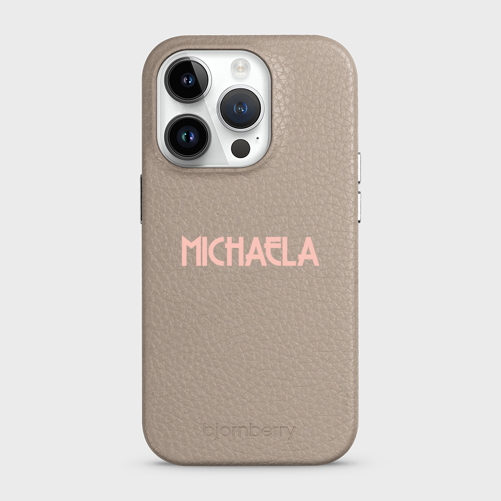 iPhone 14 Pro Personalised Leather Case - Art Deco Name - 33