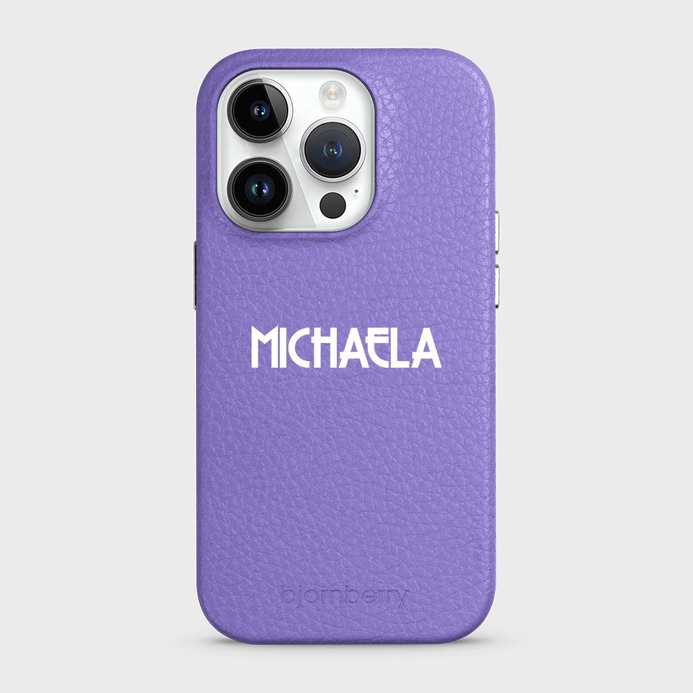 iPhone 14 Pro Personalised Leather Case - Art Deco Name - 19