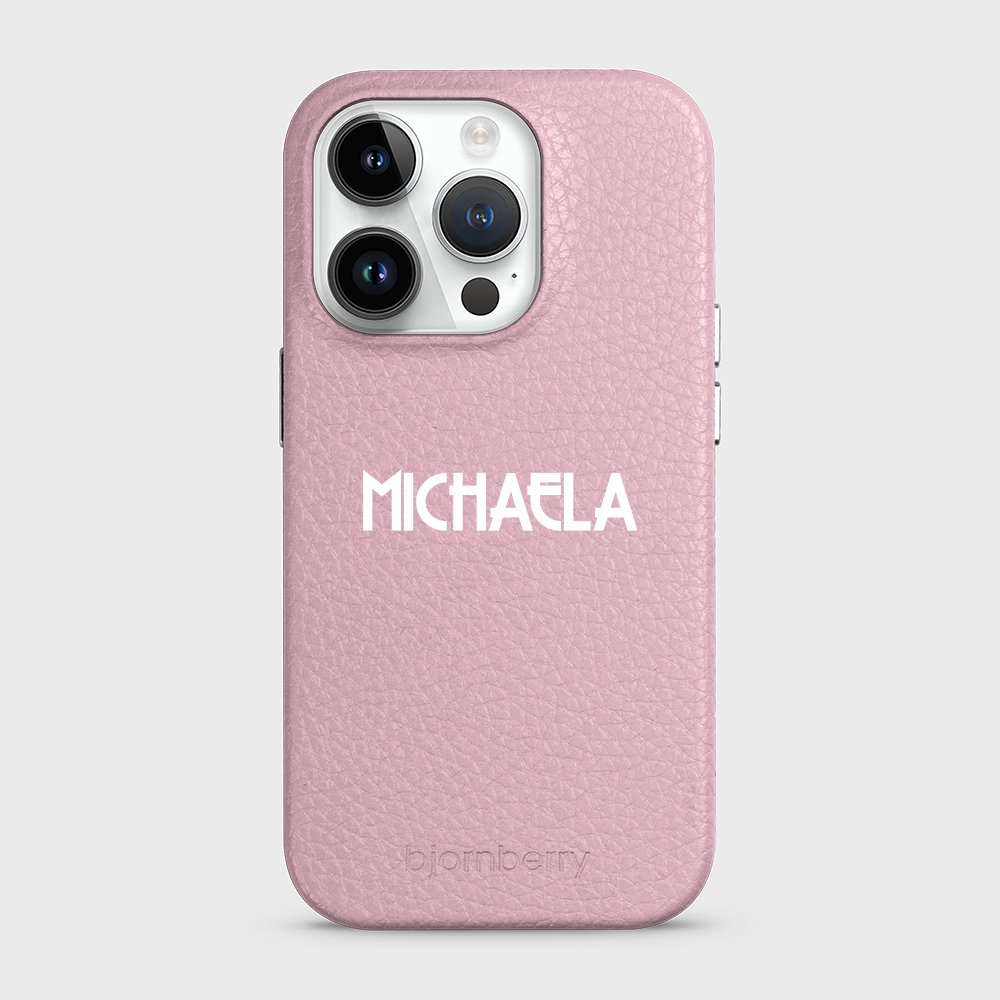 iPhone 14 Pro Personalised Leather Case - Art Deco Name - 13