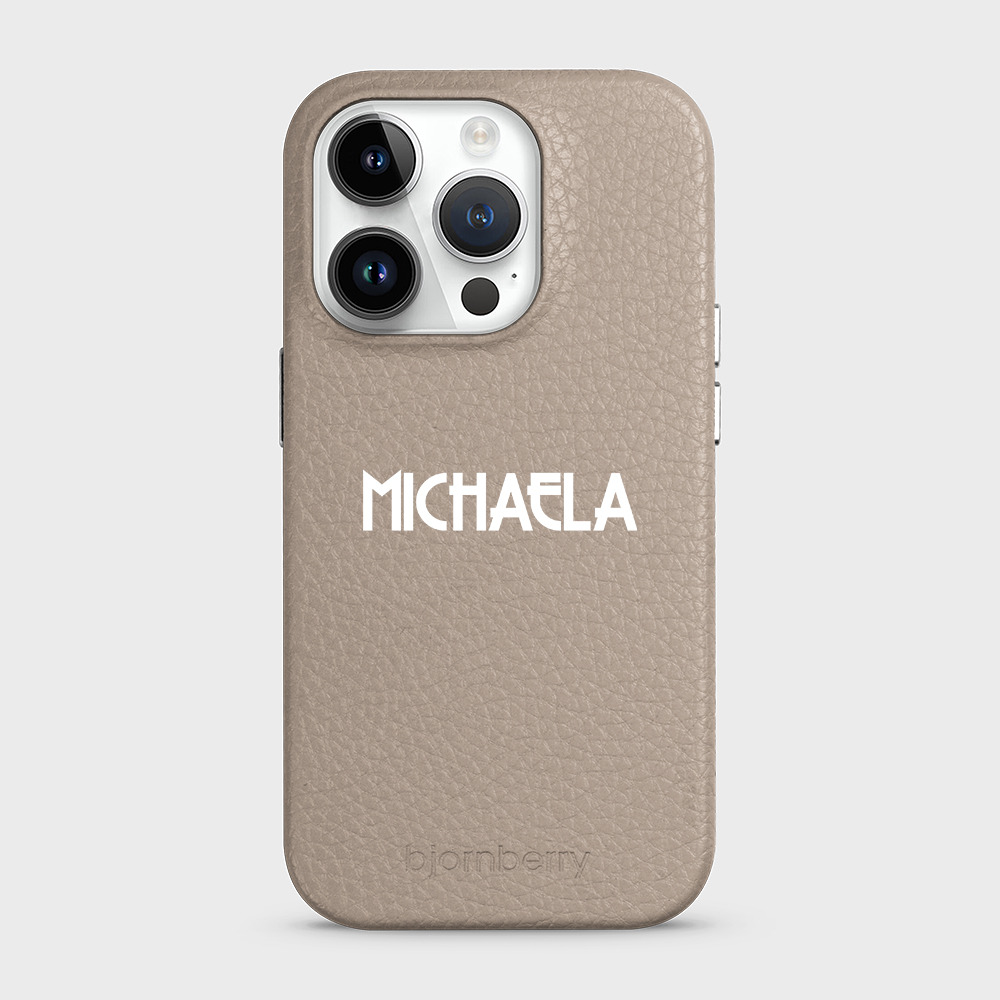 iPhone 14 Pro Personalised Leather Case - Art Deco Name - 35
