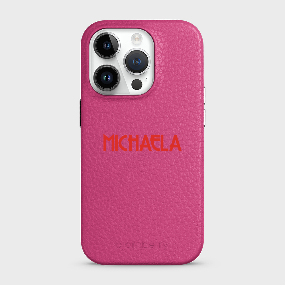 iPhone 14 Pro Personalised Leather Case - Art Deco Name - 25