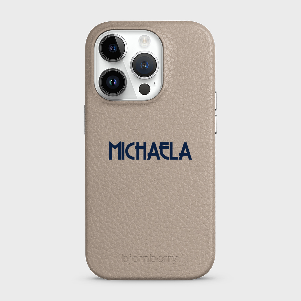 iPhone 14 Pro Personalised Leather Case - Art Deco Name - 29