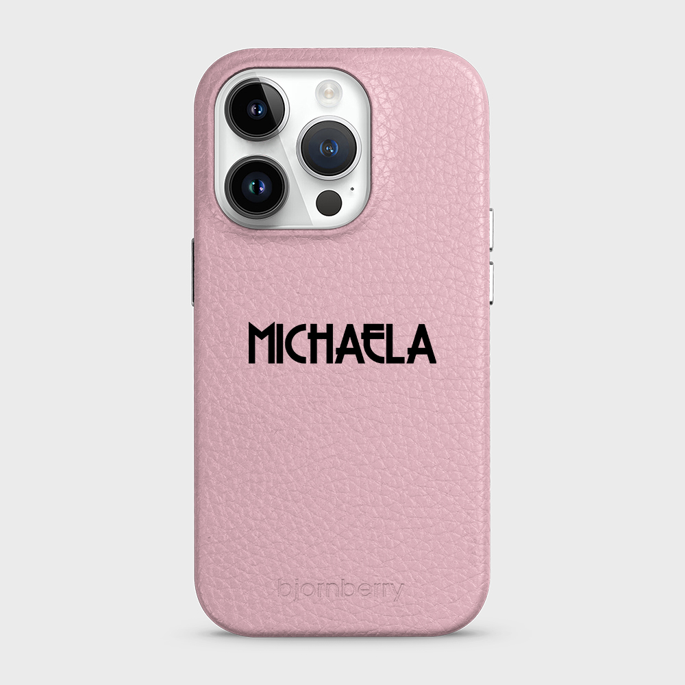 iPhone 14 Pro Personalised Leather Case - Art Deco Name - 12