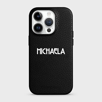 iPhone 14 Pro Personifierat Läderskal - Art Deco Namn
