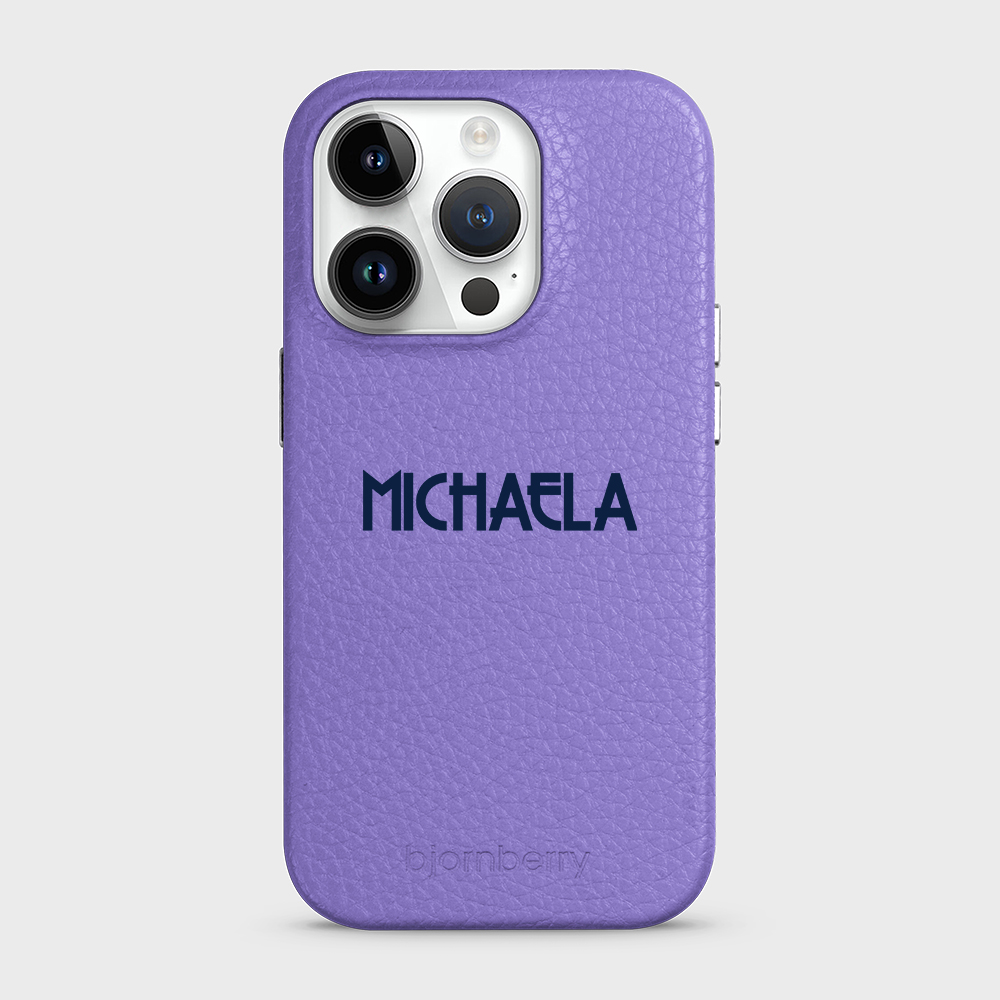iPhone 14 Pro Personalised Leather Case - Art Deco Name - 20