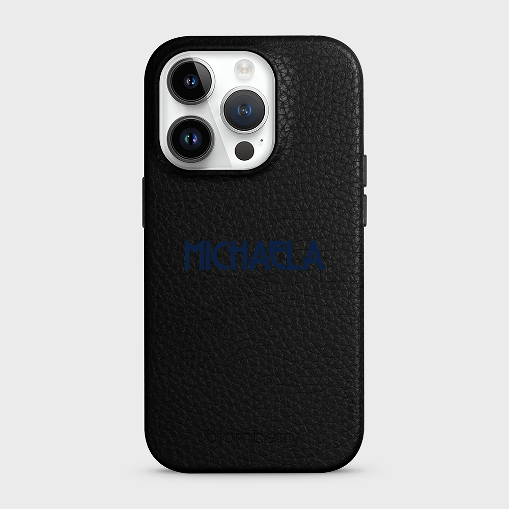 iPhone 14 Pro Personalised Leather Case - Art Deco Name - 6