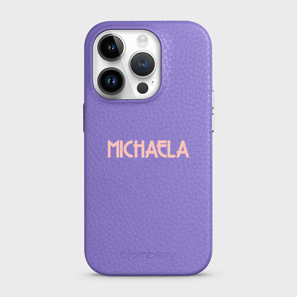 iPhone 14 Pro Personalised Leather Case - Art Deco Name - 17