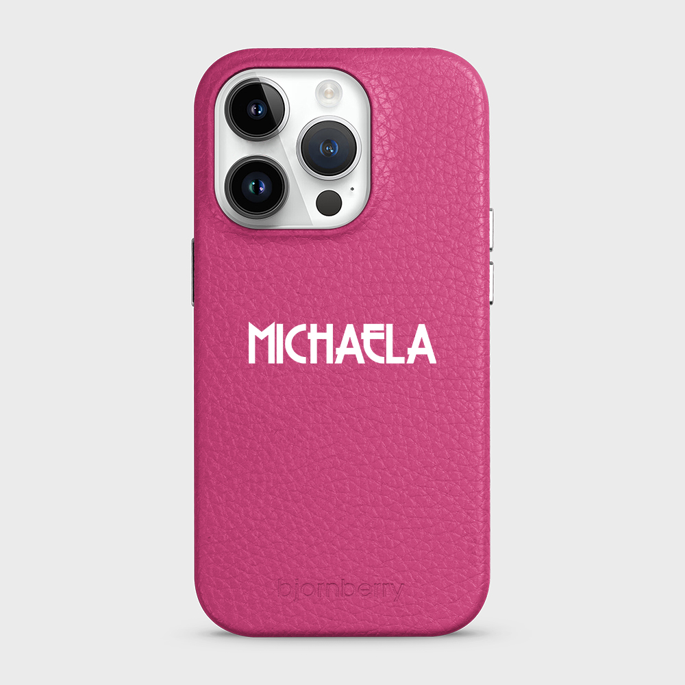 iPhone 14 Pro Personalised Leather Case - Art Deco Name - 28