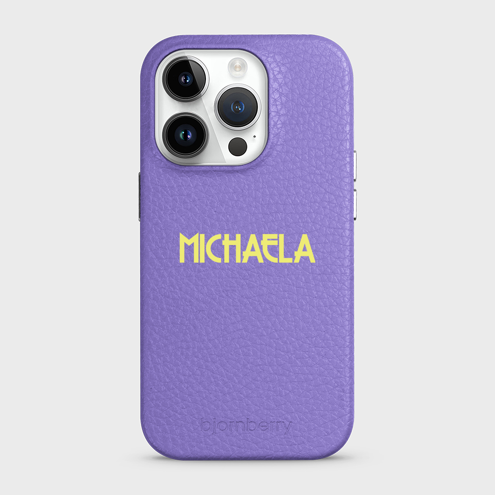 iPhone 14 Pro Personalised Leather Case - Art Deco Name - 21