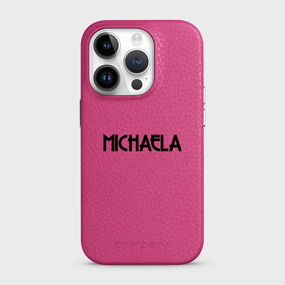 iPhone 14 Pro Personalised Leather Case - Art Deco Name - 27