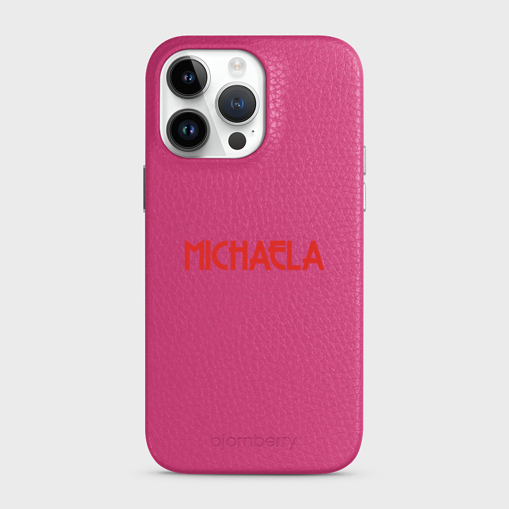 iPhone 14 Pro Max Personalised Leather Case - Art Deco Name - 4