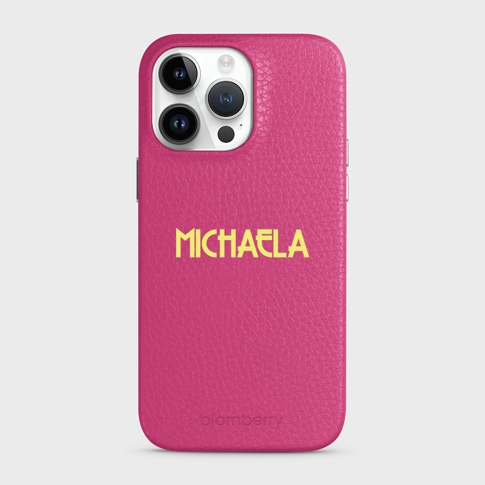 iPhone 14 Pro Max Personalised Leather Case - Art Deco Name - 2