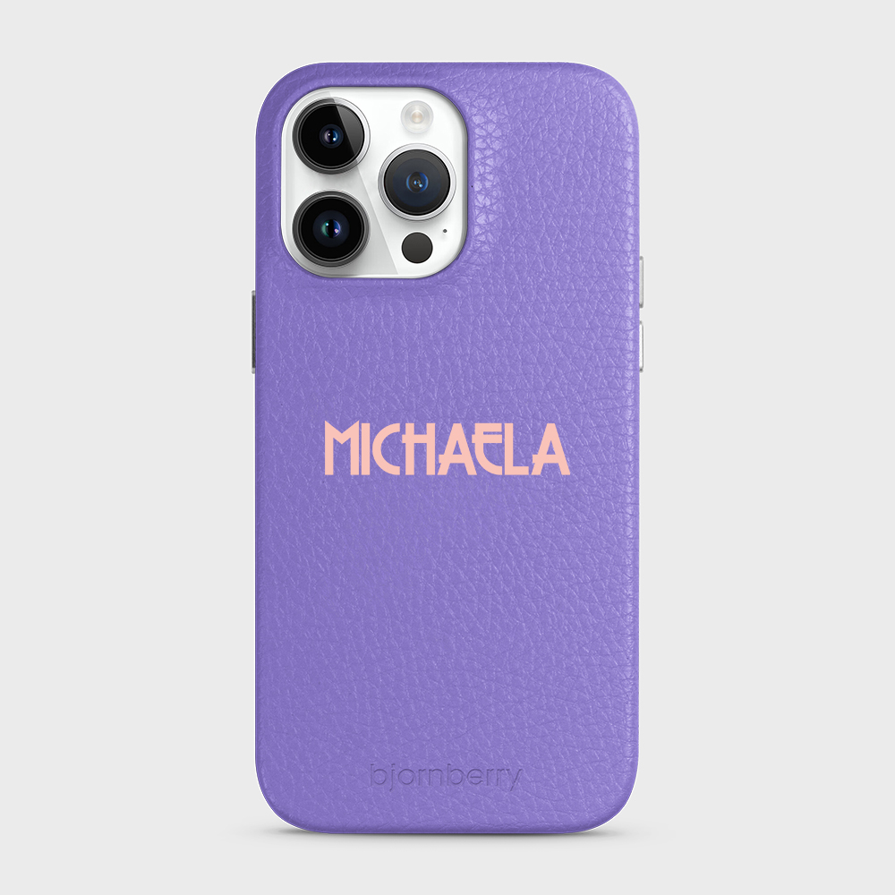 iPhone 14 Pro Max Personalised Leather Case - Art Deco Name - 11