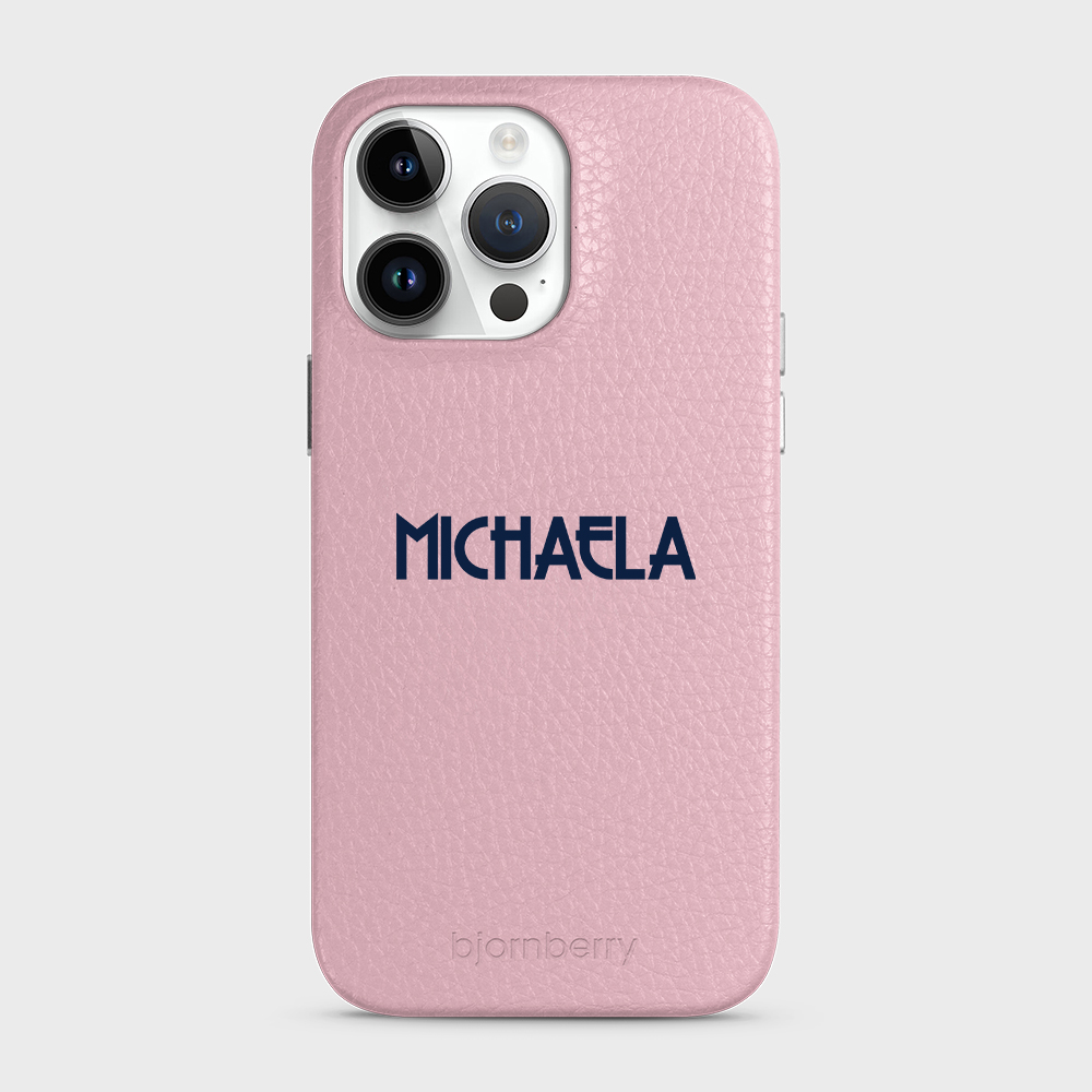 iPhone 14 Pro Max Personalised Leather Case - Art Deco Name - 15