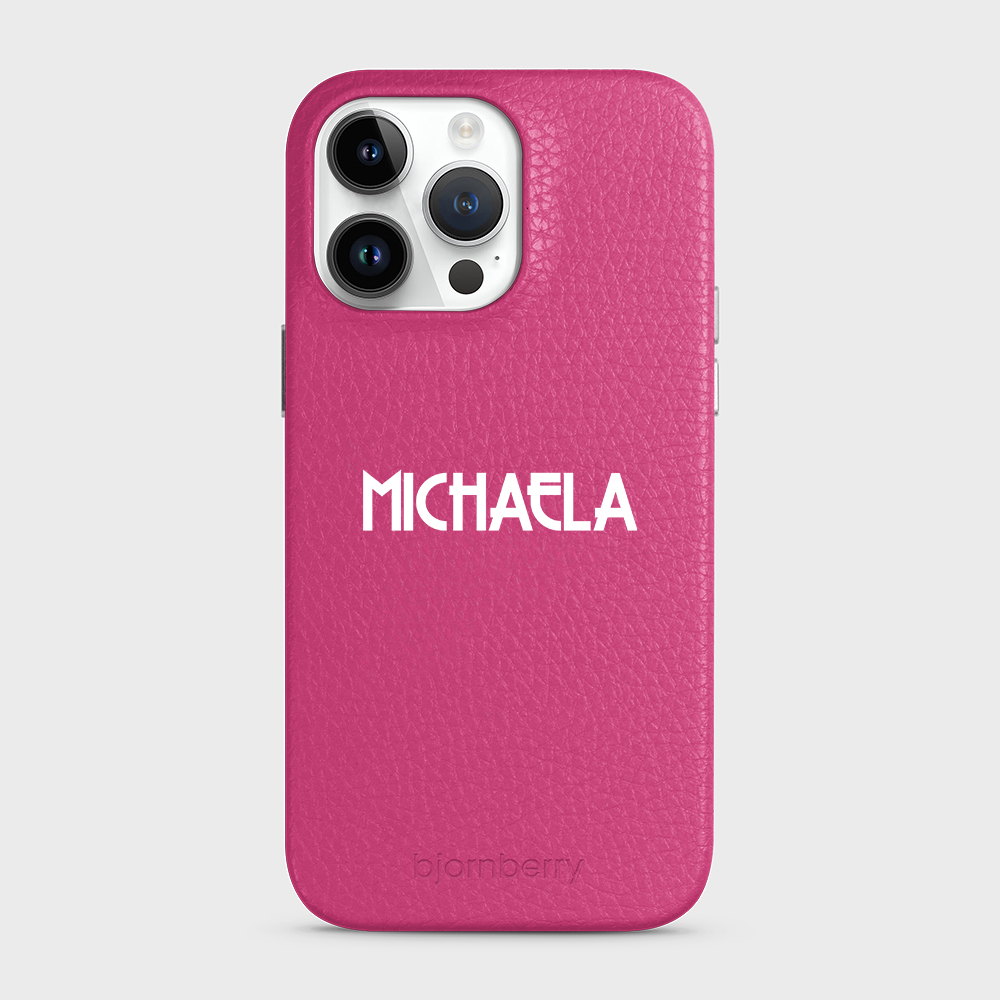 iPhone 14 Pro Max Personalised Leather Case - Art Deco Name - 7