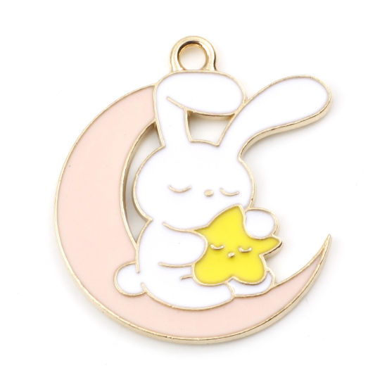 Charm - Enameld  Rabbit, Moon pink