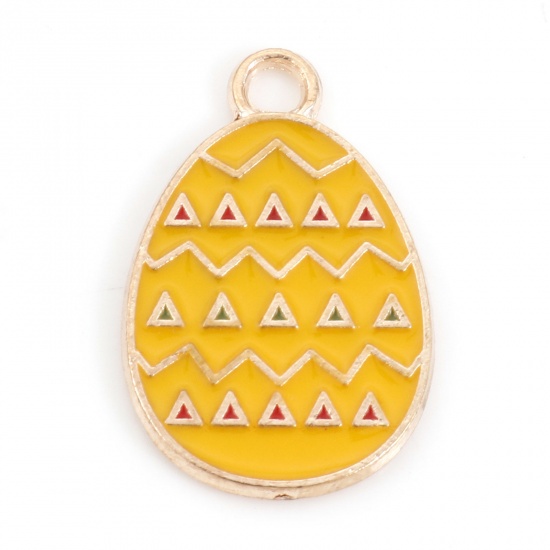 Charm Enameld  easter egg,  Yellow pattern