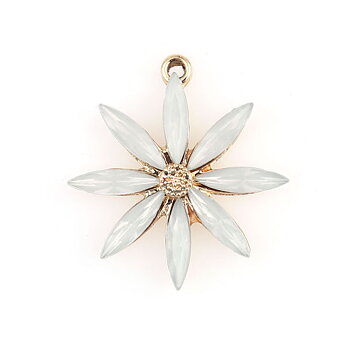 Charm -   Flower cz stones, frost white &  gold