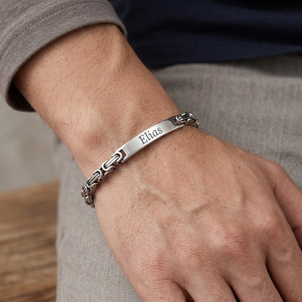 Personligt armband med gravyr - Rostfritt stål - 3