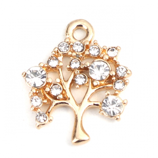 Charm - Tree Rhinestone gold clear