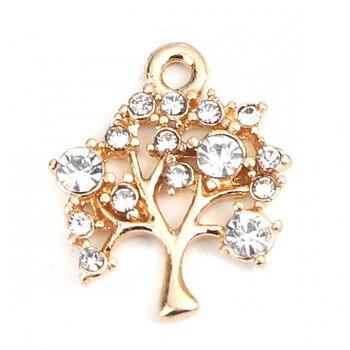 Charm - Tree Rhinestone gold clear