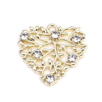 Berlock - Hjärta m rhinestone, Guld & Clear