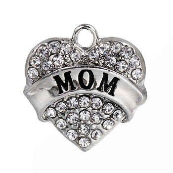 Berlock -Hjärta m. strass "MOM"