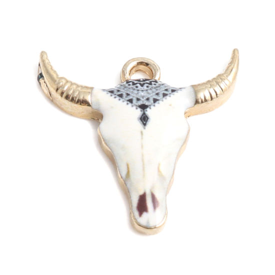 Charm enameld  bull cow  White black