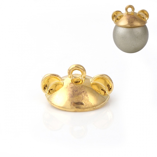 Charm   Bead cap, round ears Gold 14 mm