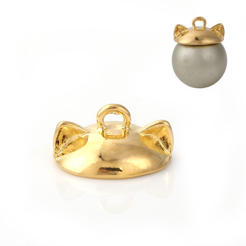 Berlock -  Pärlhatt,  Fäste m spetsiga öron,  Guld 14mm