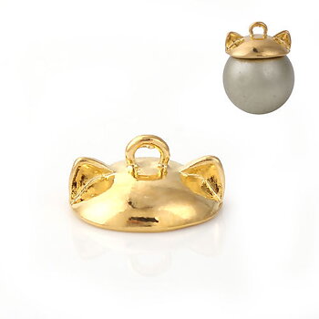 Charm   Bead cap,  ears Gold 14 mm