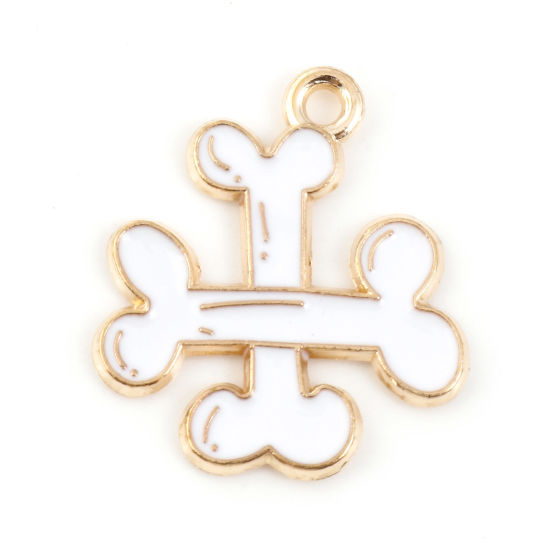 Berlock -  Enameld bons white halloween
