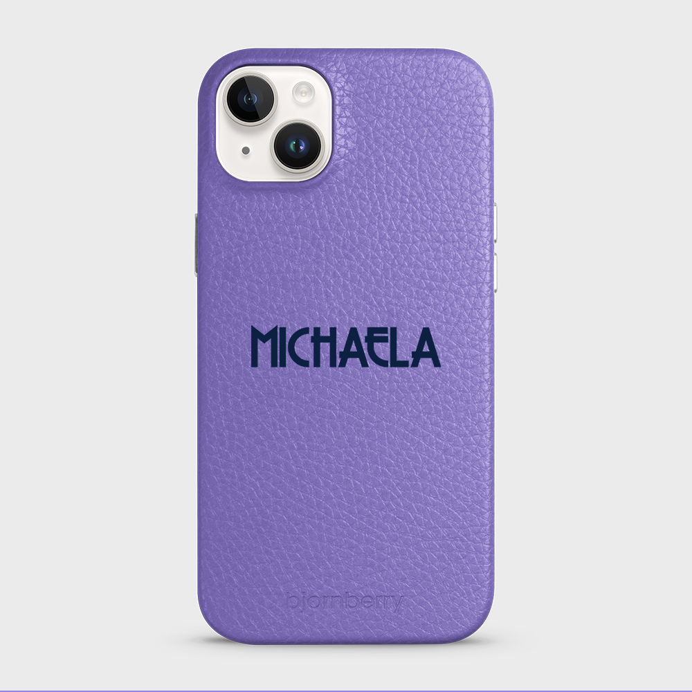 iPhone 14 Plus Personalised Leather Case - Art Deco Name - 6
