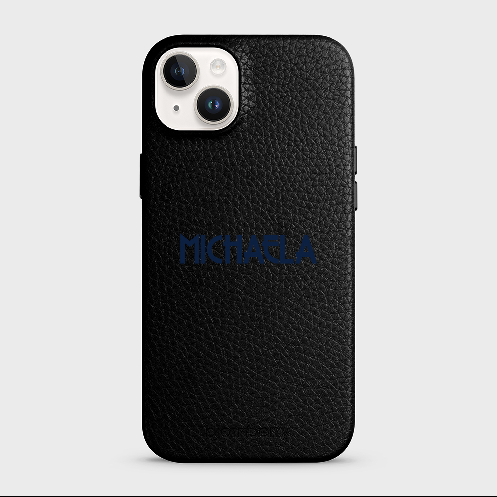 iPhone 14 Plus Personalised Leather Case - Art Deco Name - 41